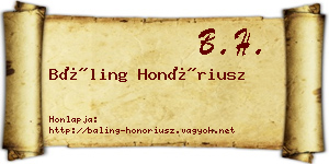Báling Honóriusz névjegykártya